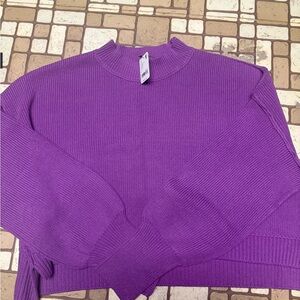 Free People Vibrant Purple Crew Neck Sweater